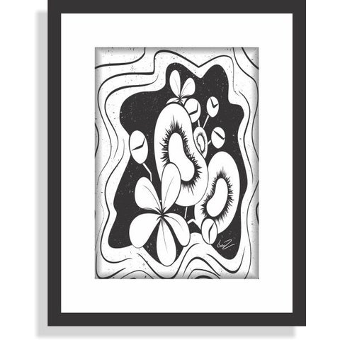 Quadro Pequi por Lu.Z 33,5x42cm preto e branco