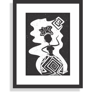 Quadro Negra por Lu.Z 33,5x42cm preta e branca
