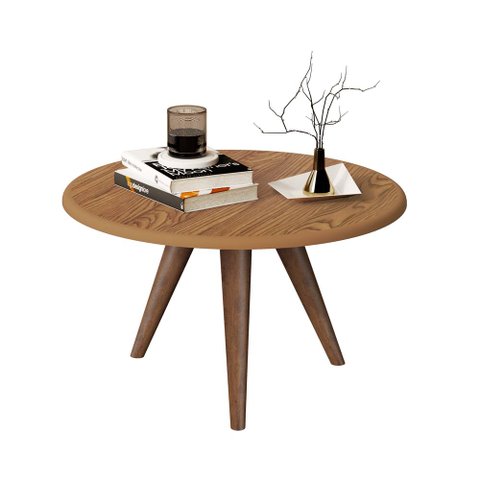Mesa de Centro Lívia Sala Decorativa Redonda Tripé Pés Palito - Jm3:freijó