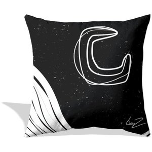 Almofada Lua por Lu.Z 48x48cm preta e branca