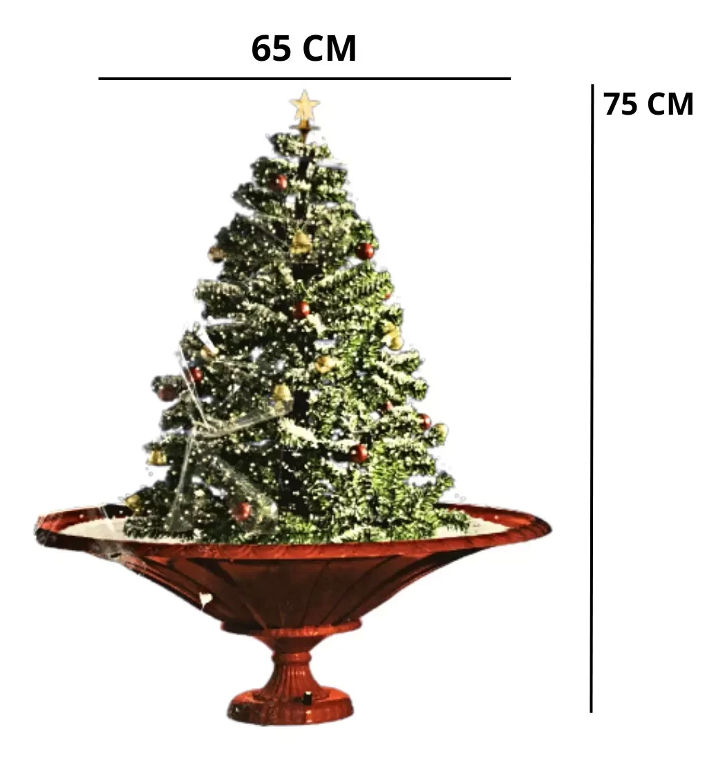 Árvore De Natal Musical Efeito Neve E Led Luxo 75x65 - 9
