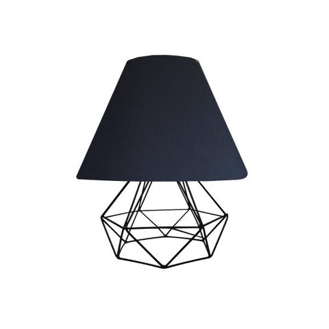 Abajur Aramado Cúpula de Tecido Mesa de Canto Preto Preto