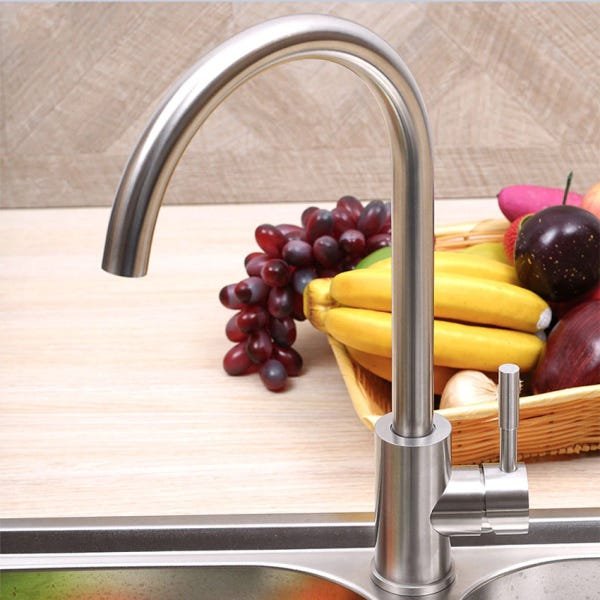 Torneira Misturador Monocomando Aço Escovado Cozinha Bica Alta Italy - Premierdecor - 1