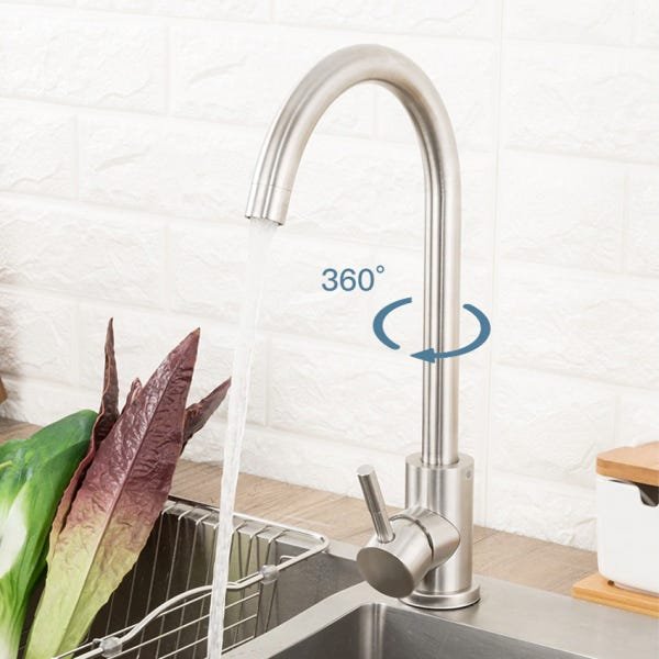 Torneira Misturador Monocomando Aço Escovado Cozinha Bica Alta Italy - Premierdecor - 2