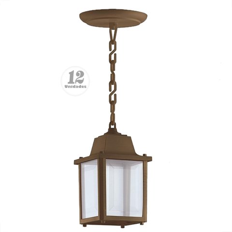 12 Luminária Pendente Externo Colonial Marrom Alz15