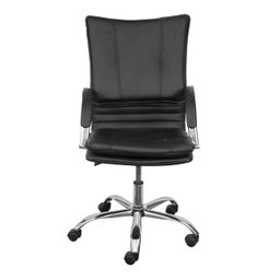 Cadeira Denver 3309 Preta Assento em Espuma Revestido em PU e Base Cromada Giratória C/ Rodas em PU - 2