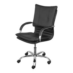Cadeira Denver 3309 Preta Assento em Espuma Revestido em PU e Base Cromada Giratória C/ Rodas em PU - 1