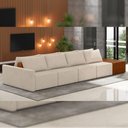 Ver imagem 2 de Sofá Ilha Modular para Sala 392cm com Puff Dublin K01 Linho Bege Sintético Caramelo - Lyam Decor