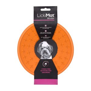 Tapete de Lamber com Ventosa Lickimat Splash Laranja para Cães