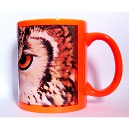 CANECA DE CERAMICA NEON COM FAIXA BRANCA (CORUJA) - 3