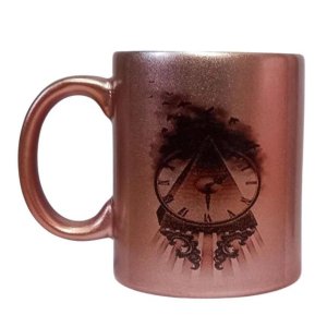 Caneca de Ceramica Resinada Perolada Bronze (Relógio)