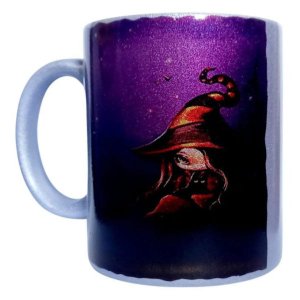 CANECA DE CERAMICA RESINADA PEROLADA LILAS