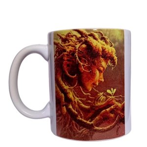 CANECA BRANCA DE CERÂMICA RESINADA (NATUREZA)