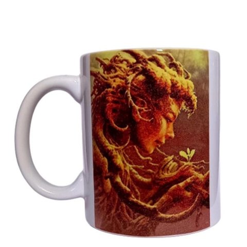 CANECA BRANCA DE CERÂMICA RESINADA (NATUREZA)