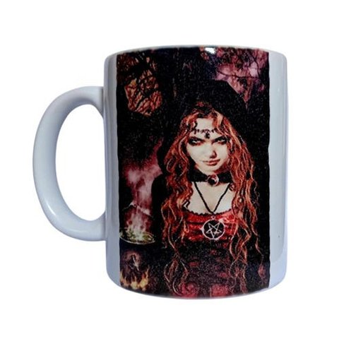CANECA BRANCA DE CERÂMICA RESINADA (DEUSA WICCA)
