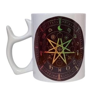 CANECA BRANCA DE CERÂMICA RESINADA (ASTROLOGIA)