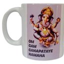 Ver imagem 1 de CANECA BRANCA DE CERÂMICA RESINADA (GANESHA MANTRA)