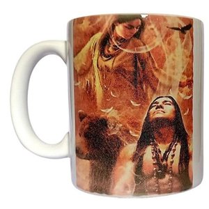 CANECA BRANCA DE CERÂMICA RESINADA (XAMANICA)