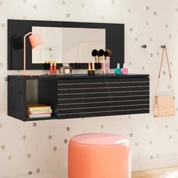 Penteadeira Joy Suspensa Camarim Make Up Preta - 2