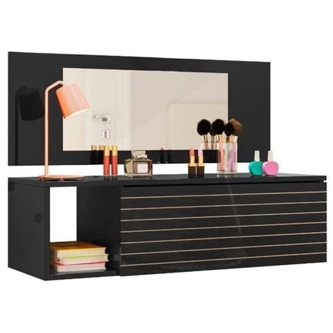 Penteadeira Joy Suspensa Camarim Make Up Preta