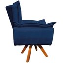Ver imagem 2 de Poltrona Decorativa Base Giratória em Madeira Charger Suede Azul Marinho G19 - Gran Belo