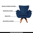 Ver imagem 5 de Poltrona Decorativa Base Giratória em Madeira Charger Suede Azul Marinho G19 - Gran Belo