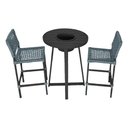 Ver imagem 1 de Conjunto Bistrô Champanheira Tampo Ripado e 2 Banquetas França Corda Náutica Cinza