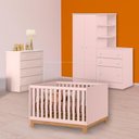 Ver imagem 1 de Conjunto Berço Mini Cama Slim, Cômoda e Guarda Roupa C/ Cômoda Rosa
