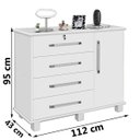Ver imagem 4 de Cômoda Quarto 4 Gavetas 1 Porta Lisboa