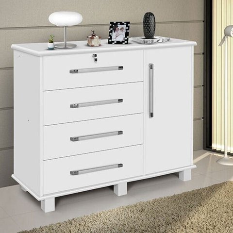 Cômoda Quarto 4 Gavetas 1 Porta Lisboa