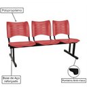 Ver imagem 3 de Cadeira Longarina Plástica 03 Lugares - Cor Vermelho - Mrplast - 34203