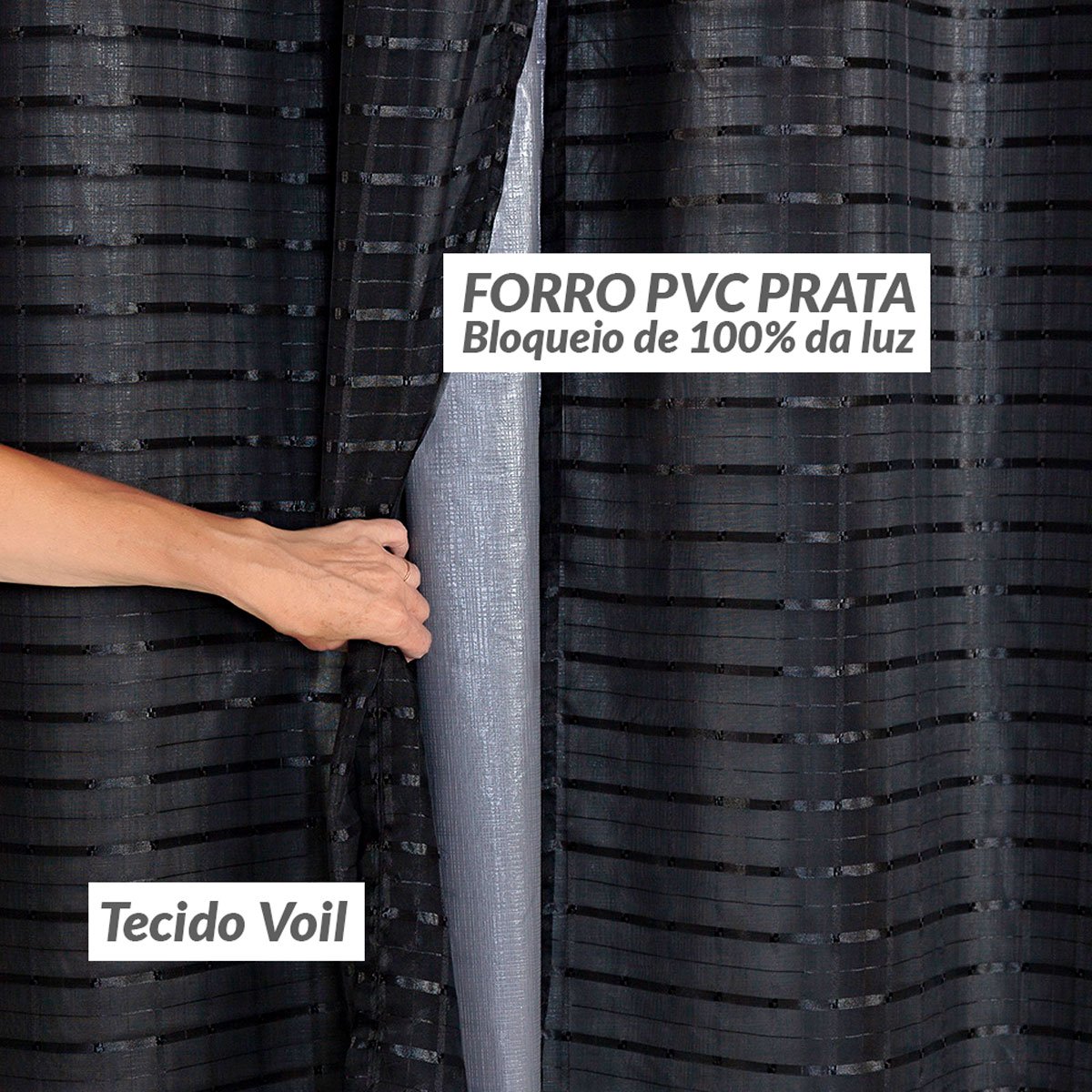 Cortina Blecaute Preto com Voal Xadrez Corta Luz 100% 2,80m x 2,30m ideal  para V - Minha Almofada