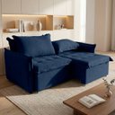 Ver mais imagens de Sofá Cama 2 Lugares Singapura Reclinável 190cm em Bouclê com Catraca Reforçada e 2 Almofadas:Azul Ma