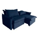 Ver imagem 5 de Sofá Cama 2 Lugares Singapura Reclinável 190cm em Bouclê com Catraca Reforçada e 2 Almofadas:Azul Ma
