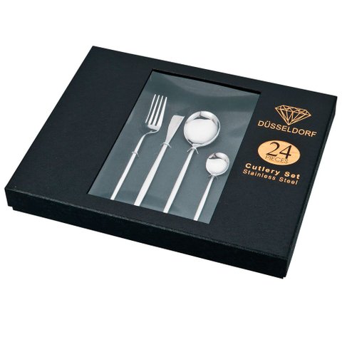 Jogo de Talheres Düsseldorf Prata Silver - 24 peças Prime Home Decor