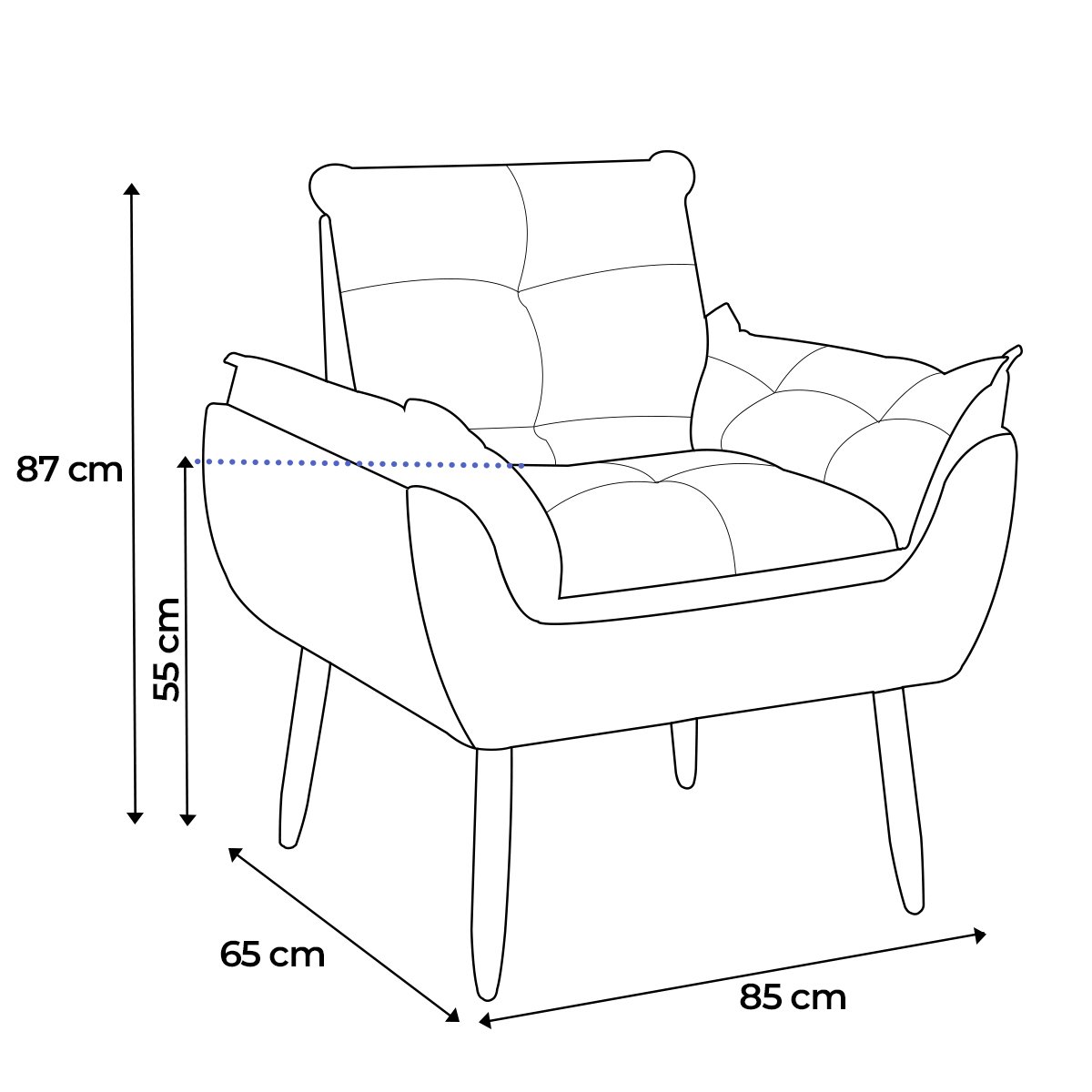 Poltrona Decorativa Sala de Estar Escritório Quarto Prime: Cinza - 7