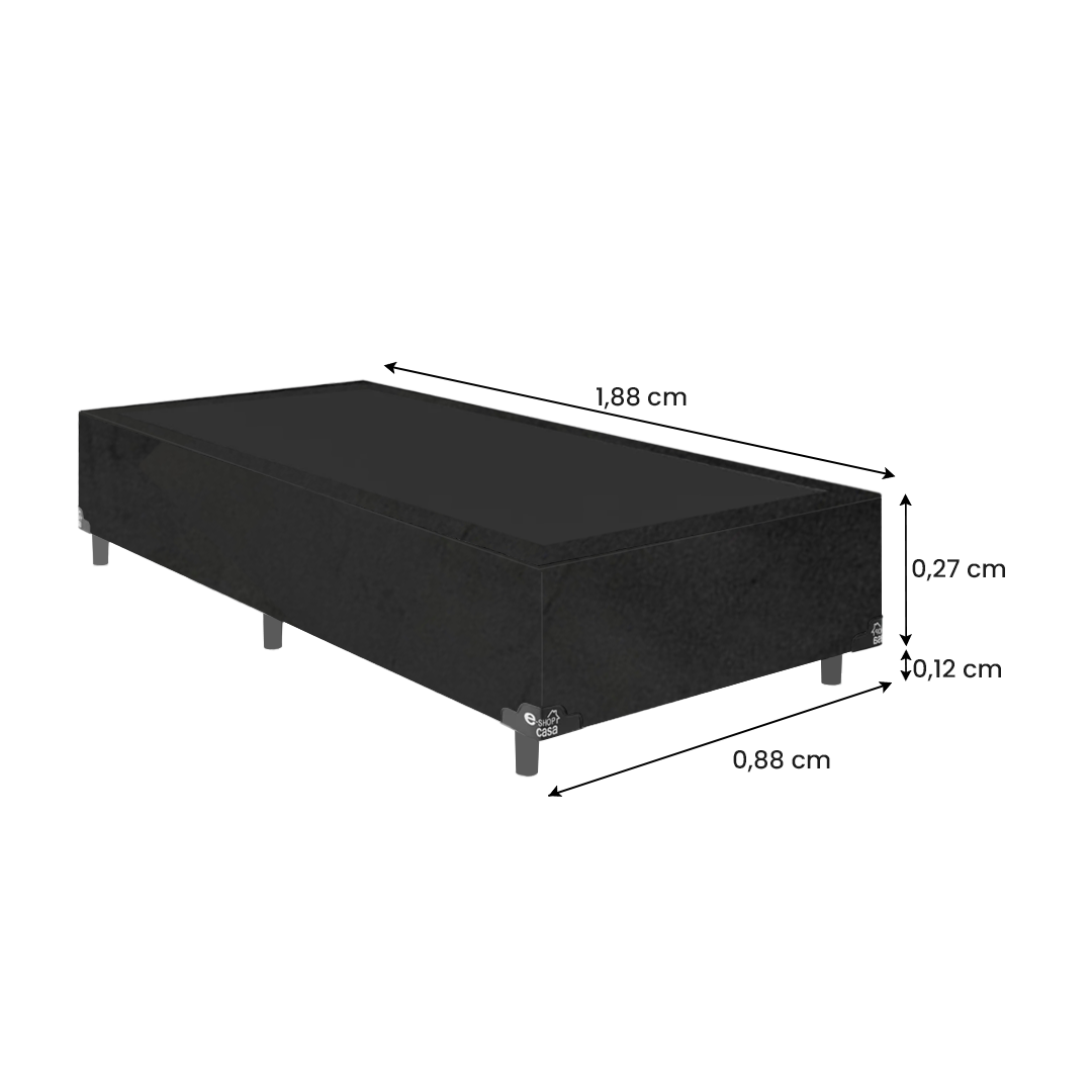 Cama Box Solteiro - Suede Preto - 3