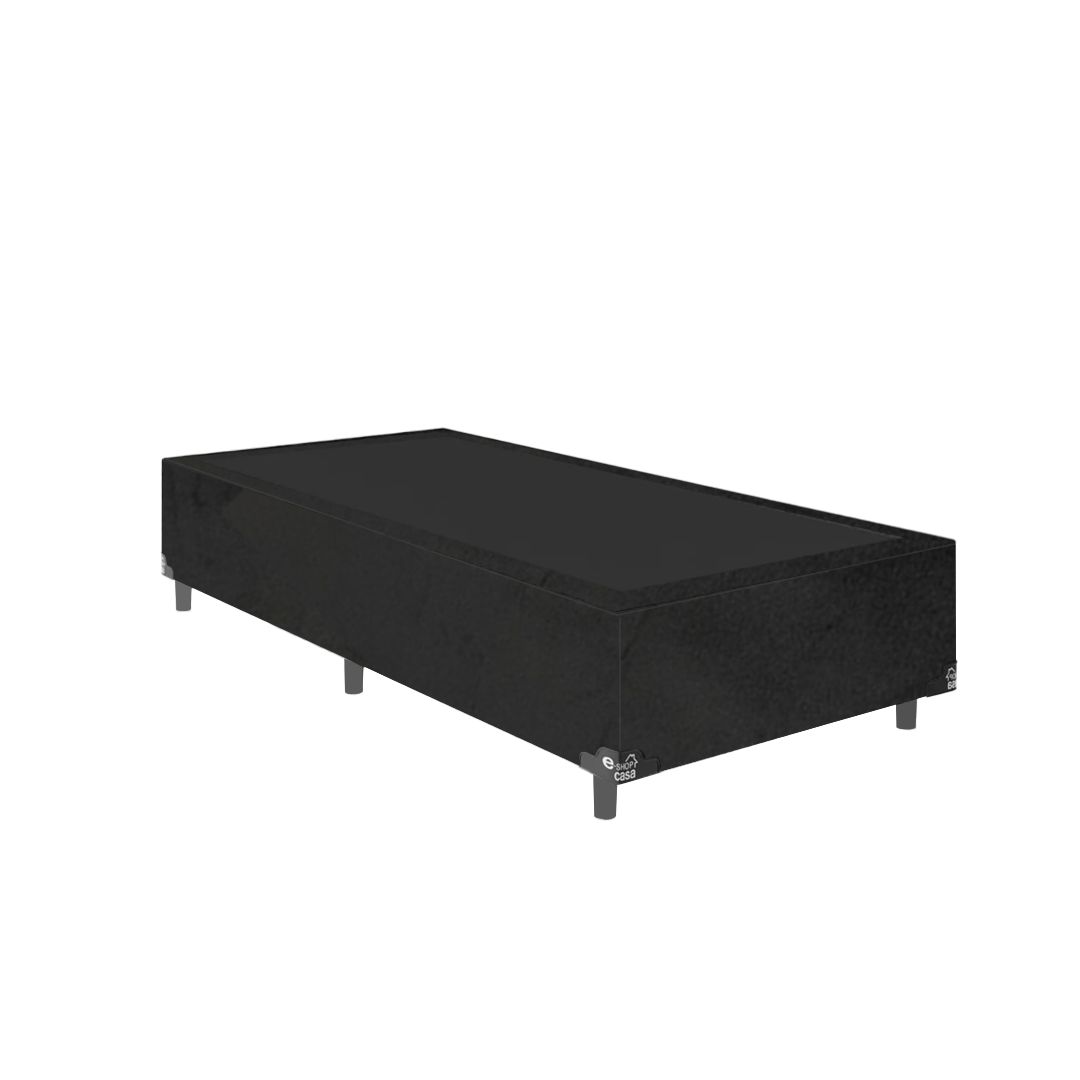 Cama Box Solteiro - Suede Preto - 1