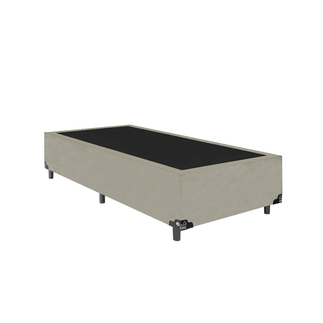 Base Box Solteiro - Suede Bege - 1