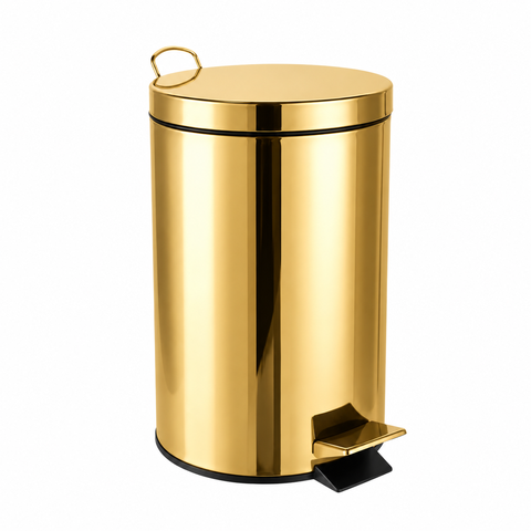 Lixeira Inox Redonda c/Pedal 20L. Polido Mood - Dourado Brilho