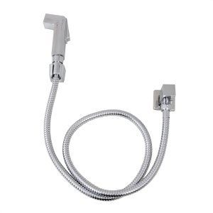 Ducha Higiênica Quadrada Registro Metal Cromado 1/4 De Volta