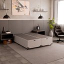 Ver imagem 3 de Cama Box Baú Casal Bipartido - 44x138x188cm - Couro Branco