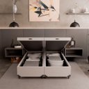 Ver imagem 2 de Cama Box Baú Casal Bipartido - 44x138x188cm - Couro Branco