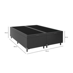 Cama Box Baú Casal Bipartido - 44x138x188cm - Couro Preto - 4