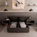 Ver imagem 2 de Cama Box Baú Casal Bipartido - 44x138x188cm - Couro Preto