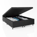 Ver imagem 3 de Cama Box Baú Casal Bipartido - 44x138x188cm - Couro Preto