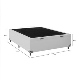 Cama Box Baú Casal - 44x138x188cm - Couro Branco - 4