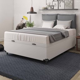 Cama Box Baú Casal - 44x138x188cm - Couro Branco - 6
