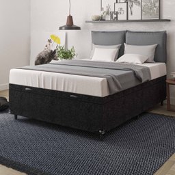 Cama Box Baú Casal - 44x138x188cm - Suede Preto - 6