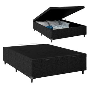 Cama Box Baú Casal - 44x138x188cm - Suede Preto
